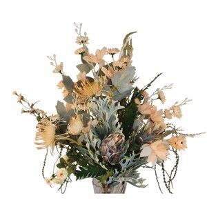 Silk Floral Arrangement Peach Beige Neutral Faux Bouquet 10 Stems Artificial Flo